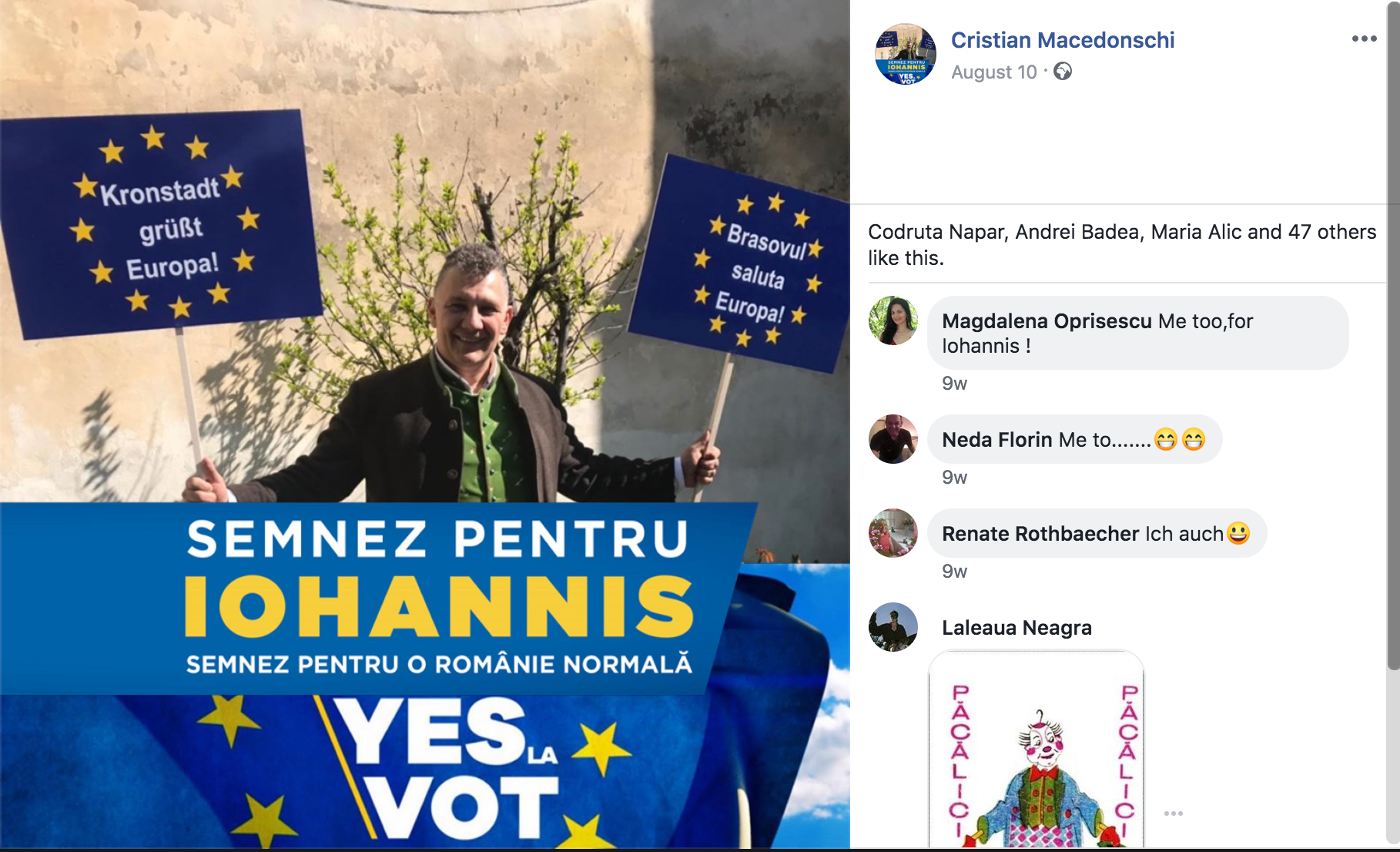 Cristian Macedonschi este consilier local în Brașov și susținător al lui Klaus Iohannis. Foto: Facebook